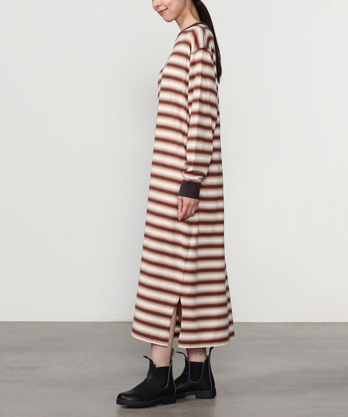 GYMPHLEX（ジムフレックス）の「Gymphlex | オンブレボーダー クルーネックワンピース WOMEN（ワンピース・レディース・ブラウン系その他/グリーン系その他・14）」の14枚目の写真