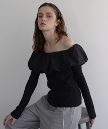 ニット/セーター（ブラック/黒色系・オフショルダー）ファッション通販