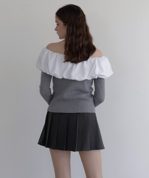 Mili affinity（ミリアフィニティー）の「バイカラーバルーンオフショルリプニット（ニット/セーター・レディース・ブラウン/ブラック系/アイボリー/ブラック/杢グレー・FREE）」の17枚目の写真