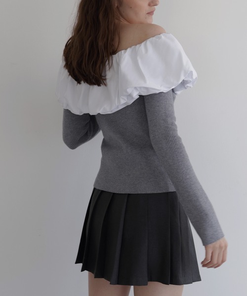 Mili affinity（ミリアフィニティー）の「バイカラーバルーンオフショルリプニット（ニット/セーター・レディース・ブラウン/ブラック系/アイボリー/ブラック/杢グレー・FREE）」の12枚目の写真