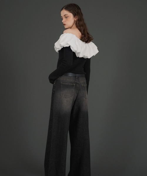 Mili affinity（ミリアフィニティー）の「バイカラーバルーンオフショルリプニット（ニット/セーター・レディース・ブラウン/ブラック系/アイボリー/ブラック/杢グレー・FREE）」の16枚目の写真