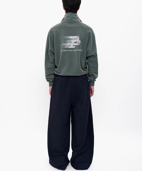 MASONPRINCE（メイソンプリンス）の「オーバーサイズ ハーフZIP ライン柄 スウェット WY6411【MASONPRINCE】【2025AW】（スウェット・メンズ・グリーン/グレー・S/M/L）」の6枚目の写真