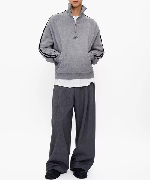 MASONPRINCE（メイソンプリンス）の「オーバーサイズ ハーフZIP ライン柄 スウェット WY6411【MASONPRINCE】【2025AW】（スウェット・メンズ・グリーン/グレー・S/M/L）」の7枚目の写真