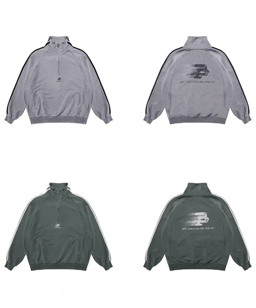 MASONPRINCE（メイソンプリンス）の「オーバーサイズ ハーフZIP ライン柄 スウェット WY6411【MASONPRINCE】【2025AW】（スウェット・メンズ・グリーン/グレー・S/M/L）」の13枚目の写真