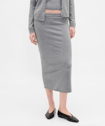 Cashsoftカシミヤタッチ ストレッチミディスカート