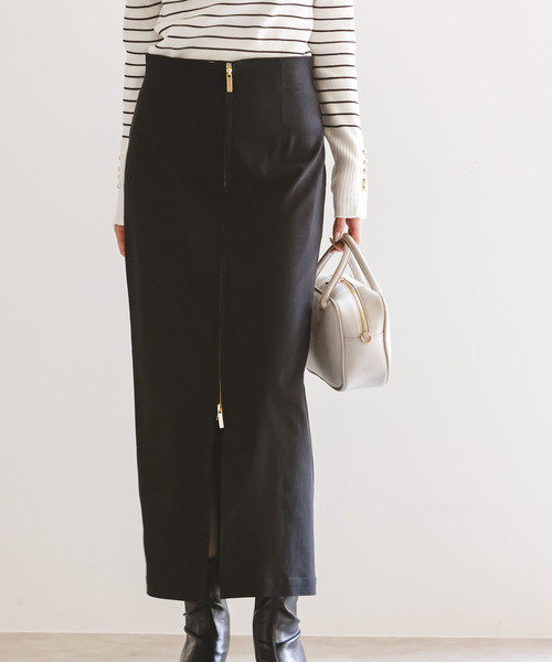 【新品】NOBLE コンフォートストレッチジップタイトスカートホワイト40 Noble（ノーブル）の「コンフォートストレッチジップタイト