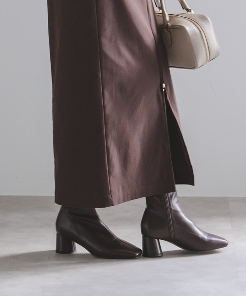 新品 NOBLE RyNyコンフォートストレッチジップタイトスカート 38 茶色 追加》RyNyコンフォートストレッチジップタイトスカート（ロング