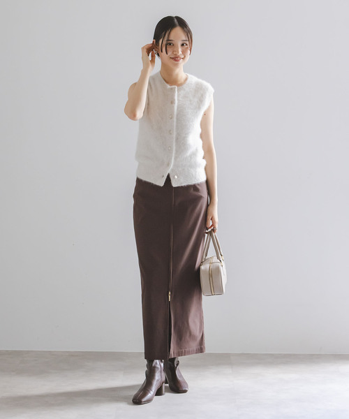 コンフォートストレッチジップタイトスカート(ブラウン) 追加》RyNyコンフォートストレッチジップタイトスカート（スカート