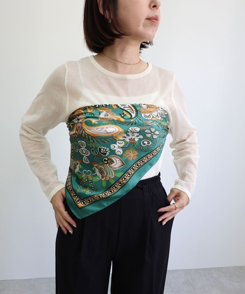 MIAN （ミアン）の「オータムトーンマルチスカーフ（バンダナ/スカーフ・レディース・アイボリー/ブラウン/グリーン・FREE）」の9枚目の写真