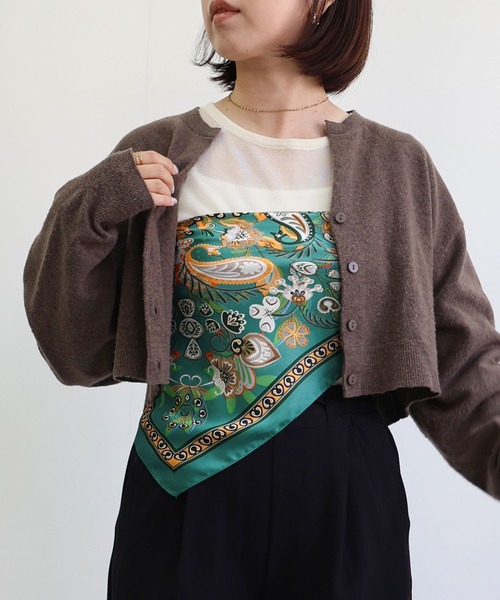 MIAN （ミアン）の「オータムトーンマルチスカーフ（バンダナ/スカーフ・レディース・アイボリー/ブラウン/グリーン・FREE）」の11枚目の写真