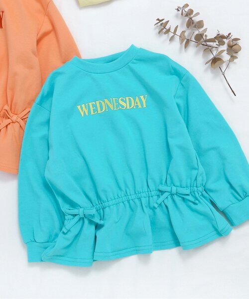 apres les cours(アプレレクール)の「【WEB限定/ジュニア対応】スウェットライクペプラムロゴトップス(Tシャツ/カットソー・キッズ・ブラウン/ピンク/その他3/ミント/ネイビー/オレンジ/クリーム・80/90/100/110/120/130/140)」の4枚目の写真