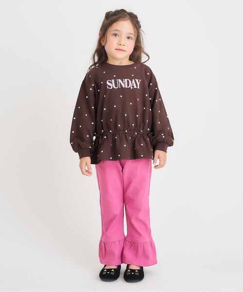 apres les cours(アプレレクール)の「【WEB限定/ジュニア対応】スウェットライクペプラムロゴトップス(Tシャツ/カットソー・キッズ・ブラウン/ピンク/その他3/ミント/ネイビー/オレンジ/クリーム・80/90/100/110/120/130/140)」の8枚目の写真