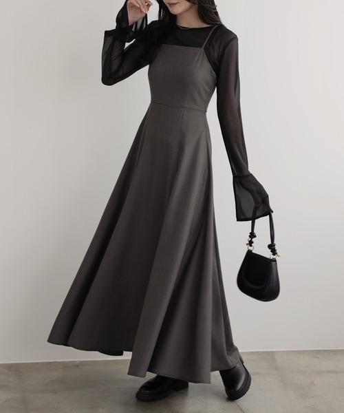 nouvellemoi（ヌーベルモイ）の「フレアキャミワンピース（ワンピース・レディース・ブラック/アイボリー/ベージュ系その他/グレー・L/M/S）」の3枚目の写真