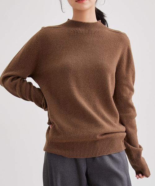 Lace Ladies(レースレディース)の「ウールタッチ モックネック ベーシック ニット プルオーバー(ニット/セーター・レディース・ブラウン/グレー/ブラック/アイボリー・FREE)」の4枚目の写真