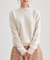 モックネック」に該当するレディースのニット/セーター（ホワイト/白色