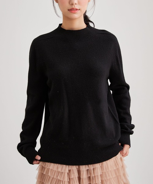 Lace Ladies(レースレディース)の「ウールタッチ モックネック ベーシック ニット プルオーバー(ニット/セーター・レディース・ブラウン/グレー/ブラック/アイボリー・FREE)」の1枚目の写真