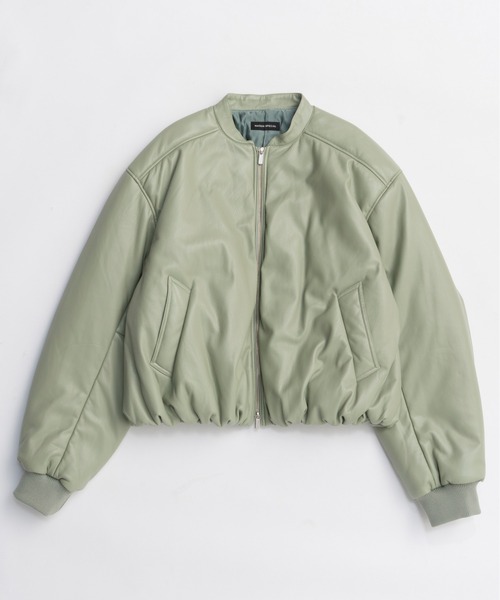 MAISON SPECIAL（メゾンスペシャル）の「Leather Puffer Jacket With Muffler / マフラーセットレザーパッファーブルゾン（ブルゾン・レディース・ブラック/ボルドー/ミント・FREE）」の17枚目の写真