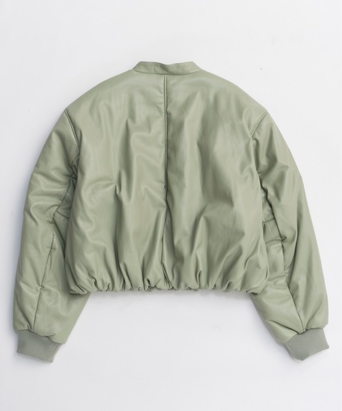 Leather Puffer Jacket With Muffler / マフラーセットレザーパッ