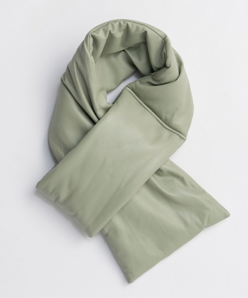 MAISON SPECIAL（メゾンスペシャル）の「Leather Puffer Jacket With Muffler / マフラーセットレザーパッファーブルゾン（ブルゾン・レディース・ブラック/ボルドー/ミント・FREE）」の19枚目の写真