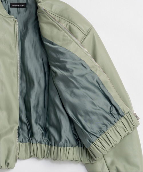 Leather Puffer Jacket With Muffler / マフラーセットレザーパッ