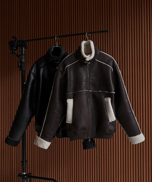 LUENNA（ルエナ）の「【LUENNA】Fake Mouton Short Boa Jacket / フェイクムートンショートボアジャケット（ブルゾン・メンズ・ブラック/ブラウン・L/M/S）」の11枚目の写真