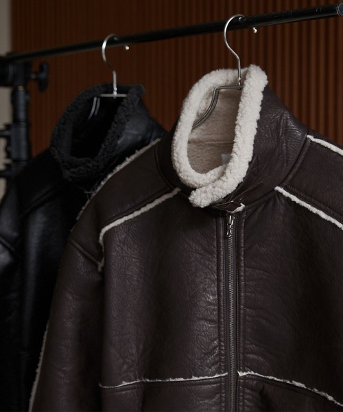 LUENNA（ルエナ）の「【LUENNA】Fake Mouton Short Boa Jacket / フェイクムートンショートボアジャケット（ブルゾン・メンズ・ブラック/ブラウン・L/M/S）」の12枚目の写真