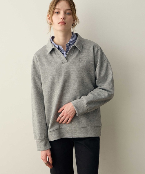 LE SOUK HOLIDAY（ルスークホリデー）の「ダンボールスキッパーネックプルオーバー（Tシャツ/カットソー・レディース・ブラック/チャコールグレー/ダークブラウン・M/L）」の2枚目の写真