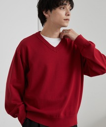 大きいサイズ☆23区 レッド Vネックセータースウェット スウェット Vネック」に該当するトップス（レッド/赤色系