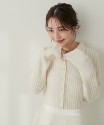 【WEB限定】モヘアタッチ衿付きニット