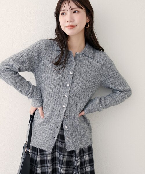natural couture(ナチュラルクチュール)の「【WEB限定】モヘアタッチ衿付きニット(ニット/セーター・レディース・グレー/オフホワイト/ブラック/サックスブルー・FREE)」の15枚目の写真