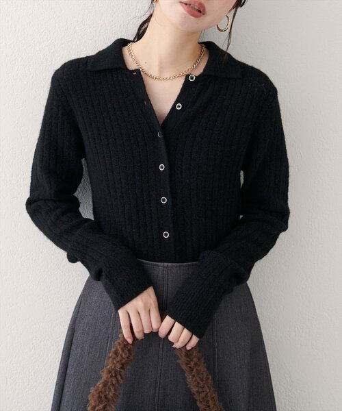 natural couture(ナチュラルクチュール)の「【WEB限定】モヘアタッチ衿付きニット(ニット/セーター・レディース・グレー/オフホワイト/ブラック/サックスブルー・FREE)」の18枚目の写真