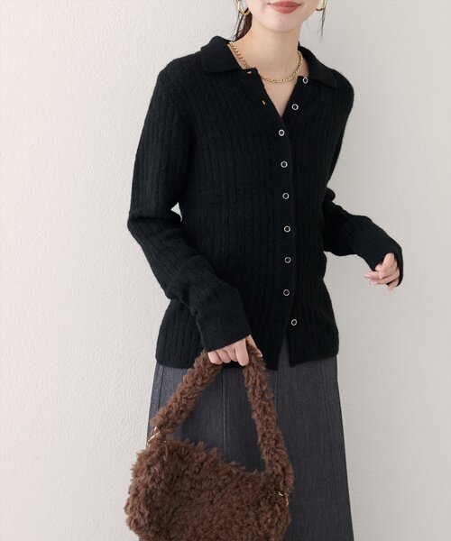 natural couture(ナチュラルクチュール)の「【WEB限定】モヘアタッチ衿付きニット(ニット/セーター・レディース・グレー/オフホワイト/ブラック/サックスブルー・FREE)」の19枚目の写真