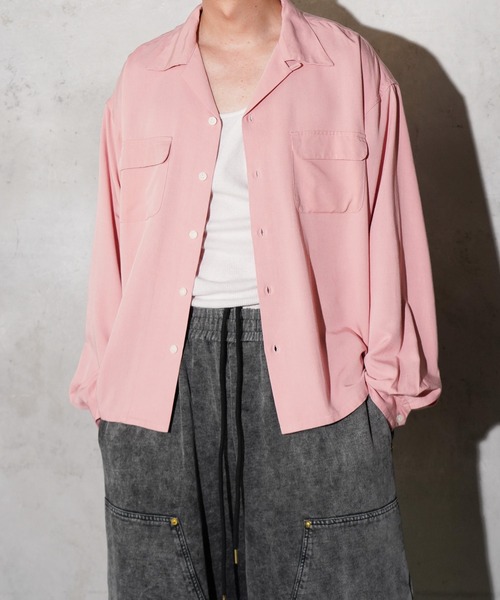 40s 50s CAMPUS ピンク レーヨンシャツ 開襟 フラップ 40s 50s CAMPUS ピンク レーヨンシャツ 開襟 フラップ 40s 50s