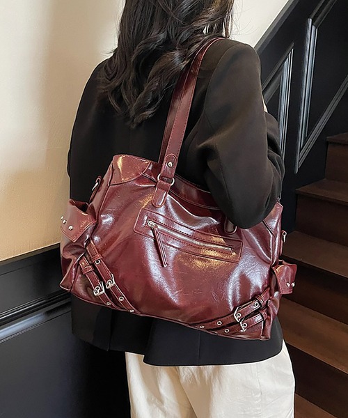 LA VORAGINE（ラ ヴォラジネ）の「アウトポケット2wayショルダーバッグ/トートバッグ（ショルダーバッグ・レディース・ブラック/ワイン/アイボリー/ベージュ・FREE）」の4枚目の写真