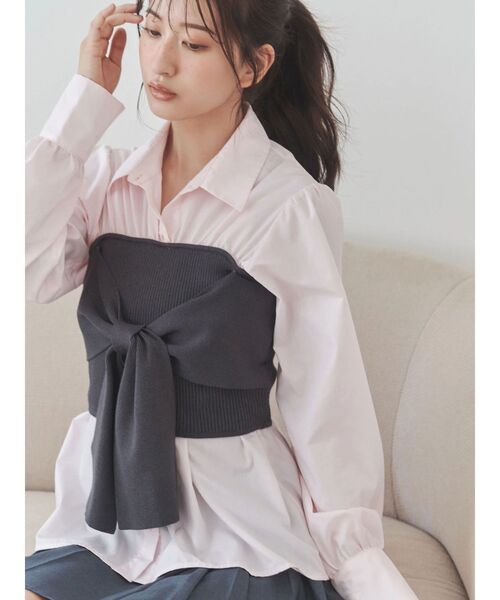 MERCURYDUO（マーキュリーデュオ）の「ビスチェドッキングシャツ（シャツ/ブラウス・レディース・ピンク/ブルー/オフホワイト・FREE）」の3枚目の写真