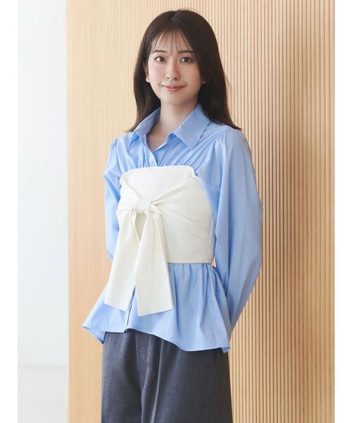 MERCURYDUO（マーキュリーデュオ）の「ビスチェドッキングシャツ（シャツ/ブラウス・レディース・ピンク/ブルー/オフホワイト・FREE）」の2枚目の写真