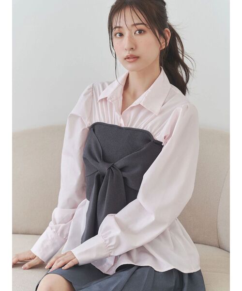 MERCURYDUO（マーキュリーデュオ）の「ビスチェドッキングシャツ（シャツ/ブラウス・レディース・ピンク/ブルー/オフホワイト・FREE）」の5枚目の写真