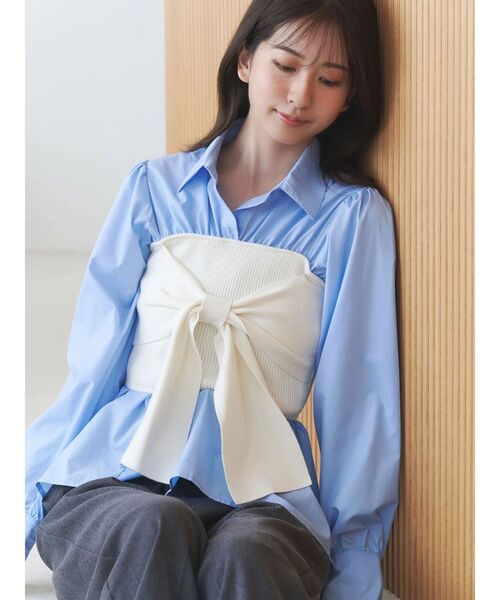 MERCURYDUO（マーキュリーデュオ）の「ビスチェドッキングシャツ（シャツ/ブラウス・レディース・ピンク/ブルー/オフホワイト・FREE）」の9枚目の写真