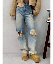 EVRIS | ヴィンテージイクダメージワイドデニムパンツ(デニムパンツ)