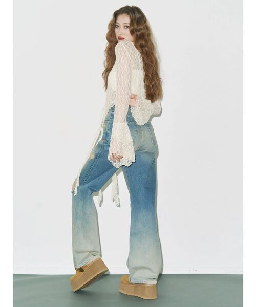 EVRIS（エヴリス）の「ヴィンテージイクダメージワイドデニムパンツ（デニムパンツ・レディース・インディゴブルー/ブラック・SMALL/MEDIUM）」の16枚目の写真