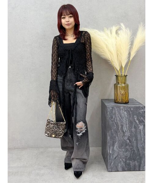 EVRIS（エヴリス）の「ヴィンテージイクダメージワイドデニムパンツ（デニムパンツ・レディース・インディゴブルー/ブラック・SMALL/MEDIUM）」の11枚目の写真