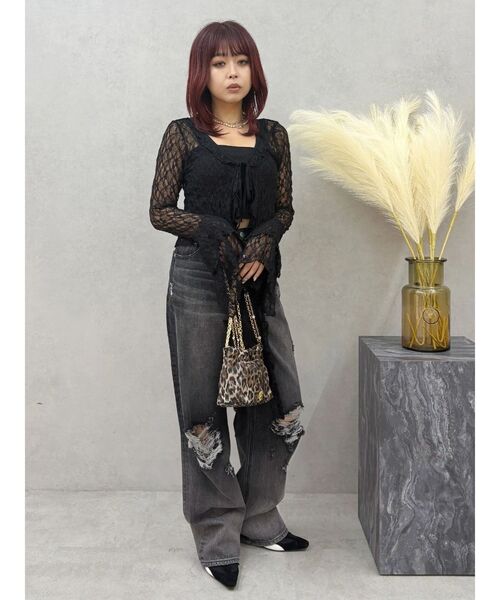 EVRIS（エヴリス）の「ヴィンテージイクダメージワイドデニムパンツ（デニムパンツ・レディース・インディゴブルー/ブラック・SMALL/MEDIUM）」の14枚目の写真