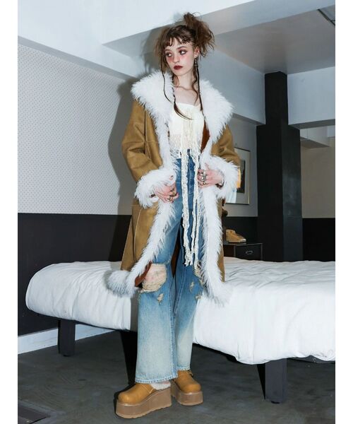 EVRIS（エヴリス）の「ヴィンテージイクダメージワイドデニムパンツ（デニムパンツ・レディース・インディゴブルー/ブラック・SMALL/MEDIUM）」の8枚目の写真