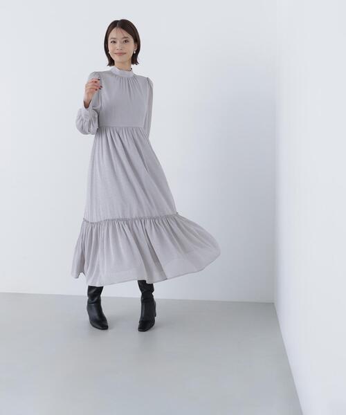 NATURAL BEAUTY BASIC(ナチュラルビューティーベーシック)の「◇バックリボンジャガードワンピース(ワンピース・レディース・ダークブラウン/グレー/オフホワイト・MEDIUM/P/S)」の7枚目の写真