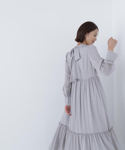 NATURAL BEAUTY BASIC(ナチュラルビューティーベーシック)の「◇バックリボンジャガードワンピース(ワンピース・レディース・ダークブラウン/グレー/オフホワイト・MEDIUM/P/S)」の8枚目の写真