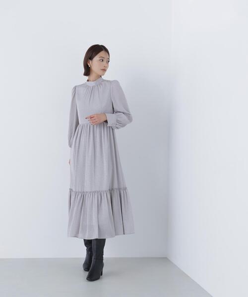 NATURAL BEAUTY BASIC(ナチュラルビューティーベーシック)の「◇バックリボンジャガードワンピース(ワンピース・レディース・ダークブラウン/グレー/オフホワイト・MEDIUM/P/S)」の9枚目の写真
