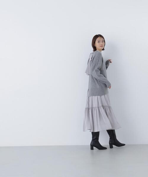NATURAL BEAUTY BASIC(ナチュラルビューティーベーシック)の「◇バックリボンジャガードワンピース(ワンピース・レディース・ダークブラウン/グレー/オフホワイト・MEDIUM/P/S)」の11枚目の写真