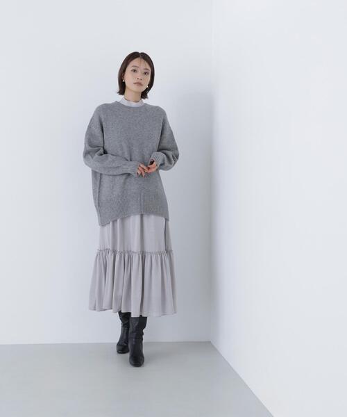 NATURAL BEAUTY BASIC(ナチュラルビューティーベーシック)の「◇バックリボンジャガードワンピース(ワンピース・レディース・ダークブラウン/グレー/オフホワイト・MEDIUM/P/S)」の12枚目の写真