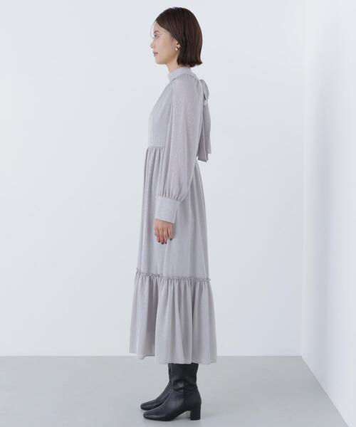 NATURAL BEAUTY BASIC(ナチュラルビューティーベーシック)の「◇バックリボンジャガードワンピース(ワンピース・レディース・ダークブラウン/グレー/オフホワイト・MEDIUM/P/S)」の13枚目の写真