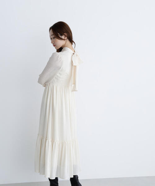 セール】◇バックリボンジャガードワンピース（ワンピース）｜NATURAL